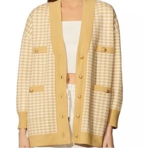NWT✨Joie Gingham V-Neck Cardigan in Mustard Yellow
